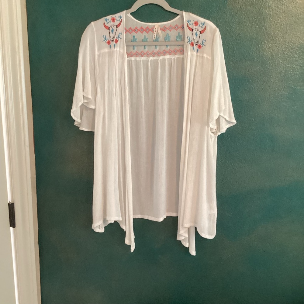 Roper IVORY Embroidered Kimono Top SIZE XL. COOL